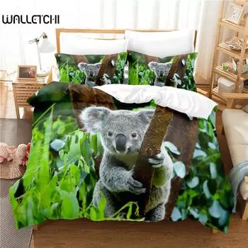 Lovely Koala Bedding Set Duvet Cover Set 3d Bedding Digital Printing Bed Linen Queen Size Bedding Set Fashion Design EU single(135x200cm)