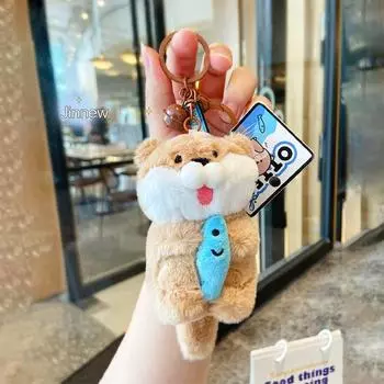 Lovely Otter Plush Keychain With Small Fish Design Making An Ideal Gift For Friends