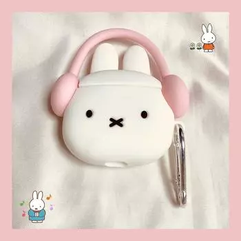 Lovely Pink Earphone Airpods3 Earphone Airpodspro2 Earphone Case Airpods2 Silicone Airpods4 airpods pro2 Pink Headset Mifi Rabbit + Pendant