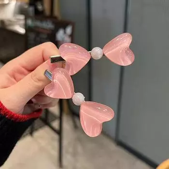 Милая розовая заколка-бантик с желе, милые заколки для волос с челкой, заколки по бокам, заколка-сердечко в виде утконоса, заколка для волос Y2K, подарки