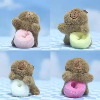 Lovely Plush Cartoon Capybara Plush Toys Pendant Keychain Cute Funny Creative Slap Snap Wrap Wrist Bracelet Birthday Gifts A1