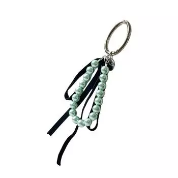 Lovely Ribbon Bowknot Pearls Keychain Pendant Bag Phone Pendant Women Backpack Handbag Charm Lovely Decoration зелёный