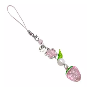 Lovely Strawberry Keychain Strawberry Phone Pendant Unique Bag Charm Sweet Phone Chain Perfect Gift for Fashion Lover T2 розовый