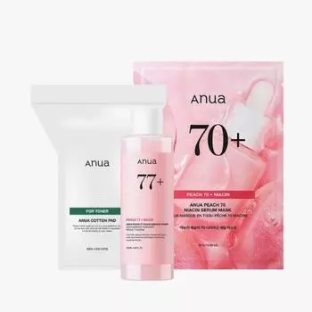 [lovelyk] Anua Peach 77 Niacin Essence Toner 250 мл набор (1 тканевая маска + 60 ватных дисков)