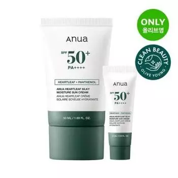 [lovelyk] Солнцезащитный крем Anua Heartleaf Silky Moisture 50 мл + специальный набор 10 мл