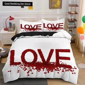 Lover Couple Bed Duvet Cover Set Valentine s Day Gift Heart Shape Bedding Set King Queen Double 23pcs Polyester Comforter Cover US King 264x228cm