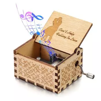 Lover Wooden Birthday Presents Can t Help Falling in Love Hand-Cranked Vintage Music Box Engraving