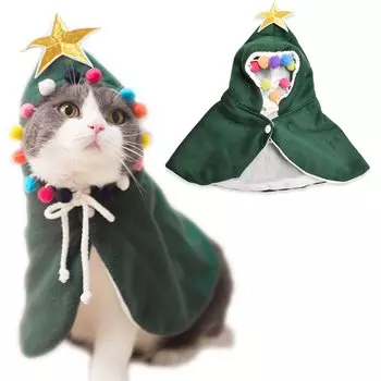 Loveril S Размер Рождественская одежда для домашних животных Елка Рождественская елка Плащ Милый Рождественский Косплей Собака Кошка Маленькое животное Собака Одежда для кошек Костюм Накидка