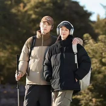 Lovers cotton-padded bread wear men s and women s trend brand autumn and winter warm casual stand collar American Korean version thick coat M