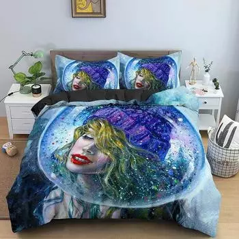 Lovers Kiss Duvet Cover Set Personality Bedding Set For Girls Bedroom Twin Full Queen King Size Comforter Cover With Pillowcase 135X200cm 2pcs