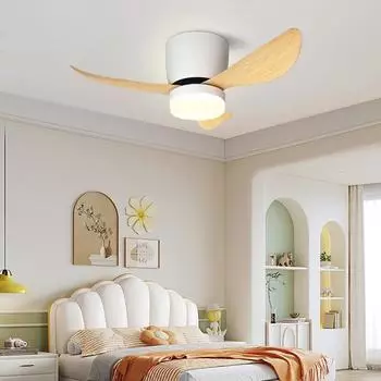 Low Floor Modern LED Ceiling Fan with Variable Frequency DC Remote Control Bedroom and Children s Room Remote Electric Fan Light Remote dimming