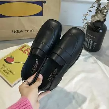 Low Heel Pumps Shallow Loafers Spring Autumn Shoes for Women Slip-On Ladies Shoe Solid Color Breathable Casual Chaussure Femme EUR 35