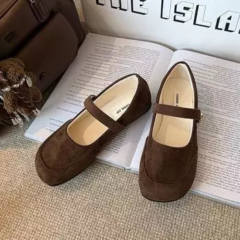Low Heel Round Toe Flats Solid Slip-on 2025 Hot Sale Ladies Shoes Flat with Shallow Fashion Novelty Flats Sapatos Baixos 35 темно-коричневого