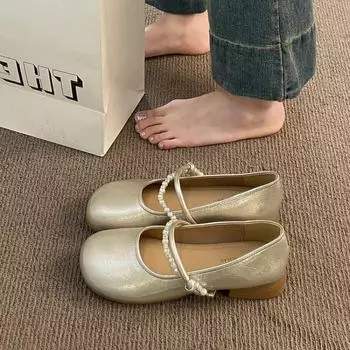 Low-heeled Mary Jane shoes women s new with skirt round head ballet shoes round head casual shoes 35