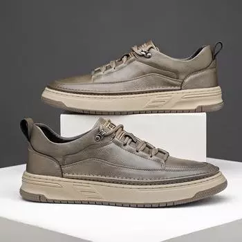 Low-top British retro leather shoes men s shoes 2025 spring new fashion casual tooling board shoes leather surface 38