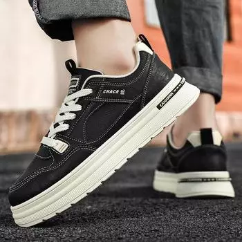 Low-top casual little white shoes, flat-soled wear-resistant sports trendy shoes, young people s new thick-soled heightening board shoes, men s shoes 39