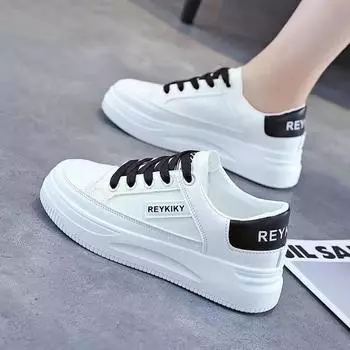 Low-top casual sports little white shoes for women s 2025 new summer new Korean version color matching lace-up board shoes ins tide 35 зелёный