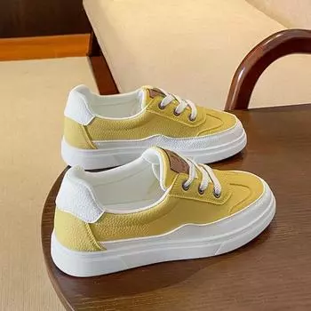 Low-top flat-bottom lace-up little white shoes autumn simple casual single shoes women s versatile board shoes 35