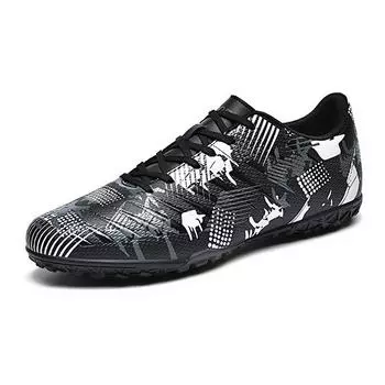 Low-top football shoes tf broken nails artificial flat AG nails leather feet boys and girls children and adolescents students training shoes 36