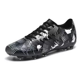Low-top football shoes tf broken nails artificial flat AG nails leather feet boys and girls children and adolescents students training shoes 36