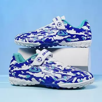 Low-top leather surface broken nails children s football shoes sports shoes youth sports shoes professional training shoes Velcro 28