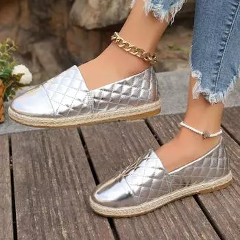Low-top loafers 2025 autumn new thick-soled small fragrant style solid color one-pedal light-mouth lazy large-size casual shoes 36 серебряный