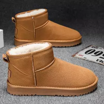 Low Top Men s Snow Boots Velvet and Thickening Warm Casual Shoes for Men Comfort Wear-resistant Men s Trendy All-match Boots 39 чёрный
