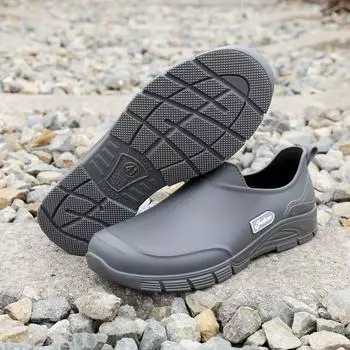 Low-top rain shoes men s summer casual fashion short rain boots men s shoes flat-bottomed waterproof and velvet thick-soled water shoes non-slip 39