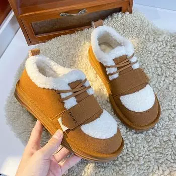 Low-top snow boots women s 2025 new plush thickened wool cotton shoes retro versatile winter warm women s shoes 36