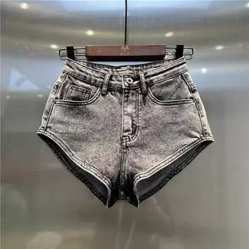 Low Waist Distressed Frayed Sexy Style Ultra Short Jeans 936 black Gray [high quality In Stock]] S