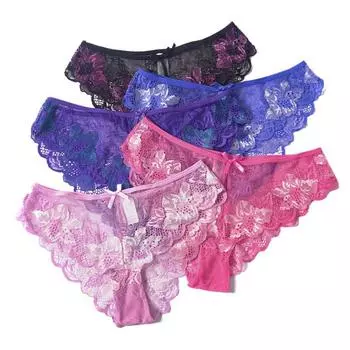 Low Waist Lace Flower Panties Transparent Women s Mesh Underpants Seamless Lace Briefs Female