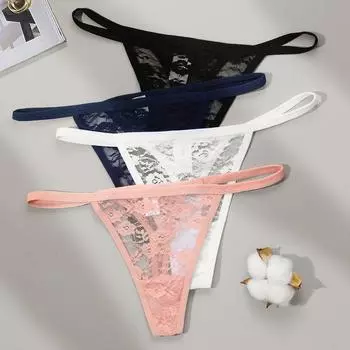 Low Waist Sexy Lace Thong Mesh Seamless Briefs Temptation Traceless Panties Women