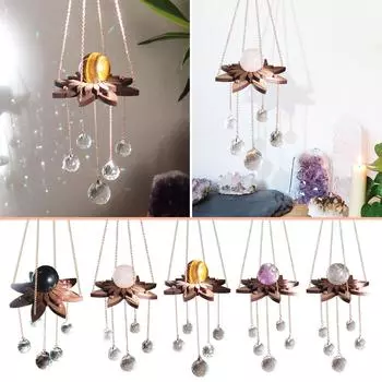 Ловцы солнца с кристаллами, оконный хрусталь «Ловец солнца» Хрустальный подвесной декор Подвесное хрустальное украшение для внутреннего окна Садовые растения Украшение для автомобилей One Size