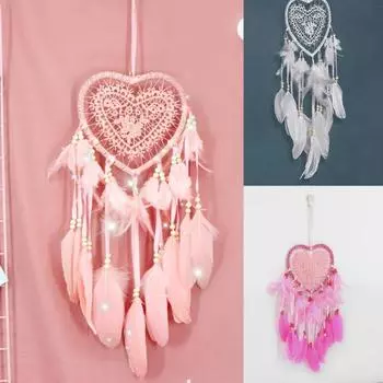 Ловец сердец, перо, мечта, бусины, украшение для комнаты, настенное украшение для окна, декор белый