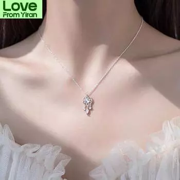 Ловец снов из лунного камня с кубическим цирконием из стерлингового серебра 925 пробы, цепочка на ключицу для женщин, изящные ювелирные изделия