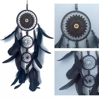 Ловец снов, колокольчики, три кольца, подвесной кулон с перьями, настенные художественные украшения для дома
