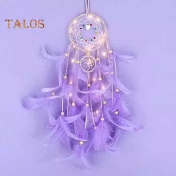 Ловец снов перо свет окно спальня балкон настенный орнамент живой город мода домашний декор With Light фиолетовый