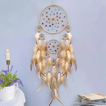 Ловец снов, плетеные вручную перья, колокольчики, настенное украшение для комнаты девушки, подвесные украшения, праздничные подарки, домашний аксессуар