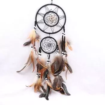 Ловец снов ручной работы с перьями настенное украшение фиолетовый