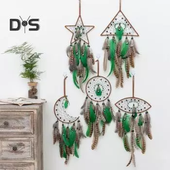 Ловец снов с перьями и ремешком, легко повесить настенное художественное украшение, передняя дверь, подвеска «Ловец снов», ремесленные подарки для вечеринки