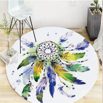 Ловец снов с принтом бабочки, психоделический круглый декоративный ковер, нескользящий ковер для гостиной, спальни, украшения дома 40cm