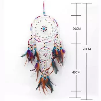 Ловец снов в стиле ретро, 5 колец, Ловцы снов, украшение для дома, индейцы, натуральный камень, Древо жизни, Ловец снов, настенный подвес