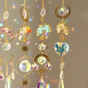 Ловец солнца из натурального камня в форме дерева, подвесная призма жизни, ловец солнца, декоративная подвеска для дома и улицы, создатель радуги, 41 см, новый фиолетовый