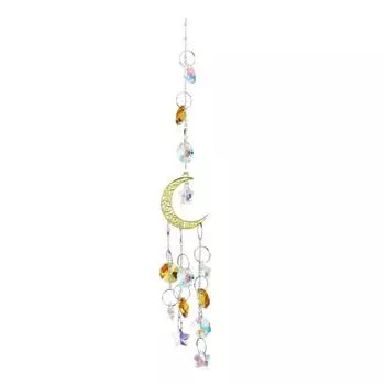 Ловец солнца Луна, создатель радуги с призмами, пентаграмма, с бусинами, ловец солнечного света, подвесное украшение на окно для декора спальни, сада A