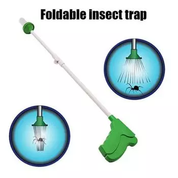 Ловушка для пауков с длинной ручкой, бесконтактный захват для пауков, инструмент для сбора насекомых, складная ловушка для тараканов для использования в помещении и на улице зелёный