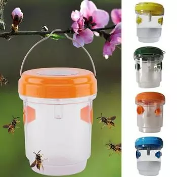Ловушка для пчел с подвесной ручкой, светодиодная лампа на солнечной энергии, профессиональный дизайн канала, прозрачный корпус, летающая ловушка, садовые принадлежности жёлтый