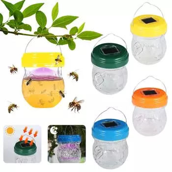 Ловушки для ос, ловушка для пчел на солнечной энергии с УФ-светодиодной подсветкой, уличные подвесные ловушки, многоразовая ловушка для шершней для внутреннего патио, сада, дома One Size синий