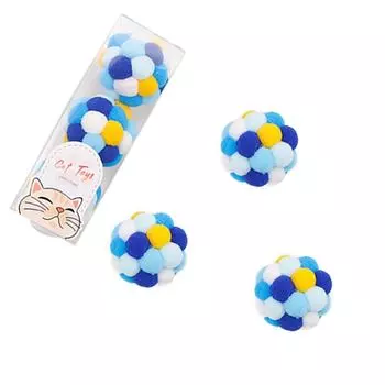 LOYELEY Cat Ball Felt Indoor Cat Rolling Pong Reliess For Cat Single Set of 3 Toy, Ball, Ball, Built Bell, Exercise, Play, Play, (синий)