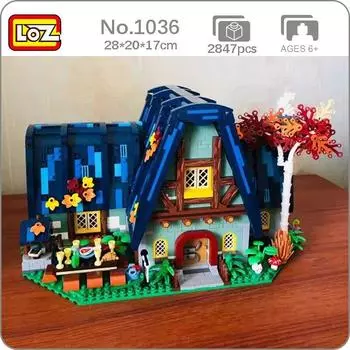 LOZ 1036 мировая архитектура лесной дом дух вилла дома дерево вечерние модель мини-блоки кирпичи строительная игрушка без коробки