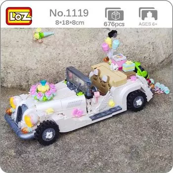 LOZ 1119 модель автомобиля любовь свадебный автомобиль цветок алмаз кошка животное воздушный шар 3D мини-блоки кирпичи строительная игрушка без коробки